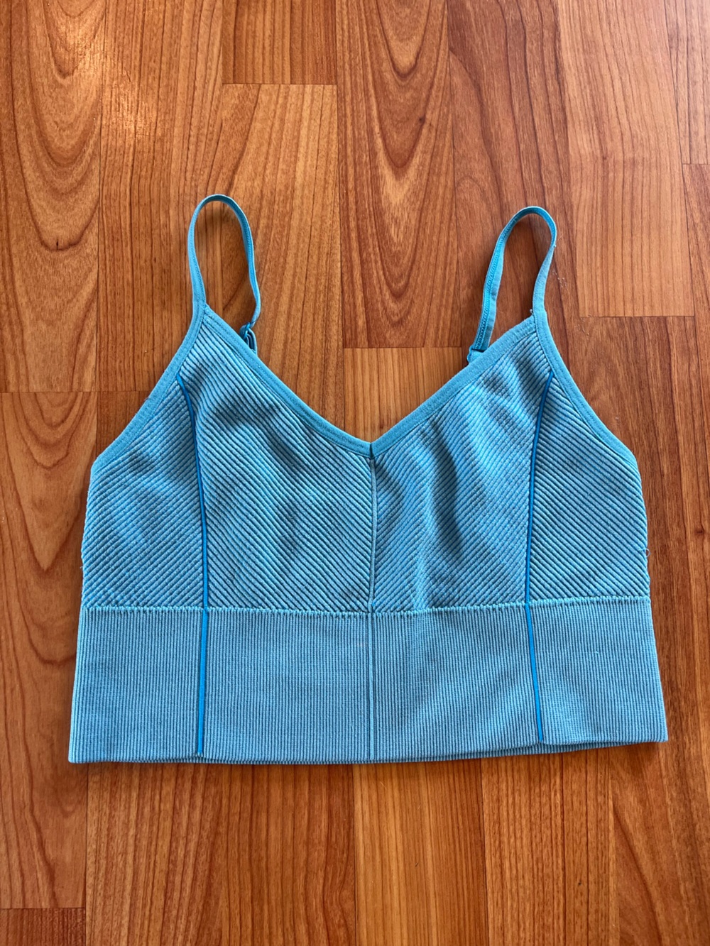 Blue Ribbed Crop Bralette - Women Intimates & Sleepwear